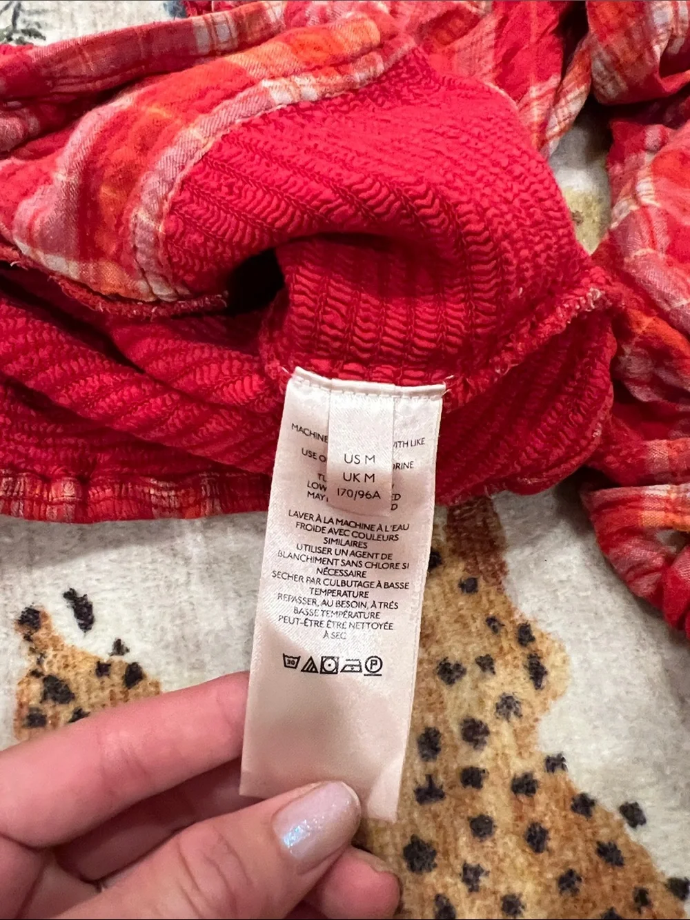 Free People Red Plaid Puff-Sleeve Crop Blouse